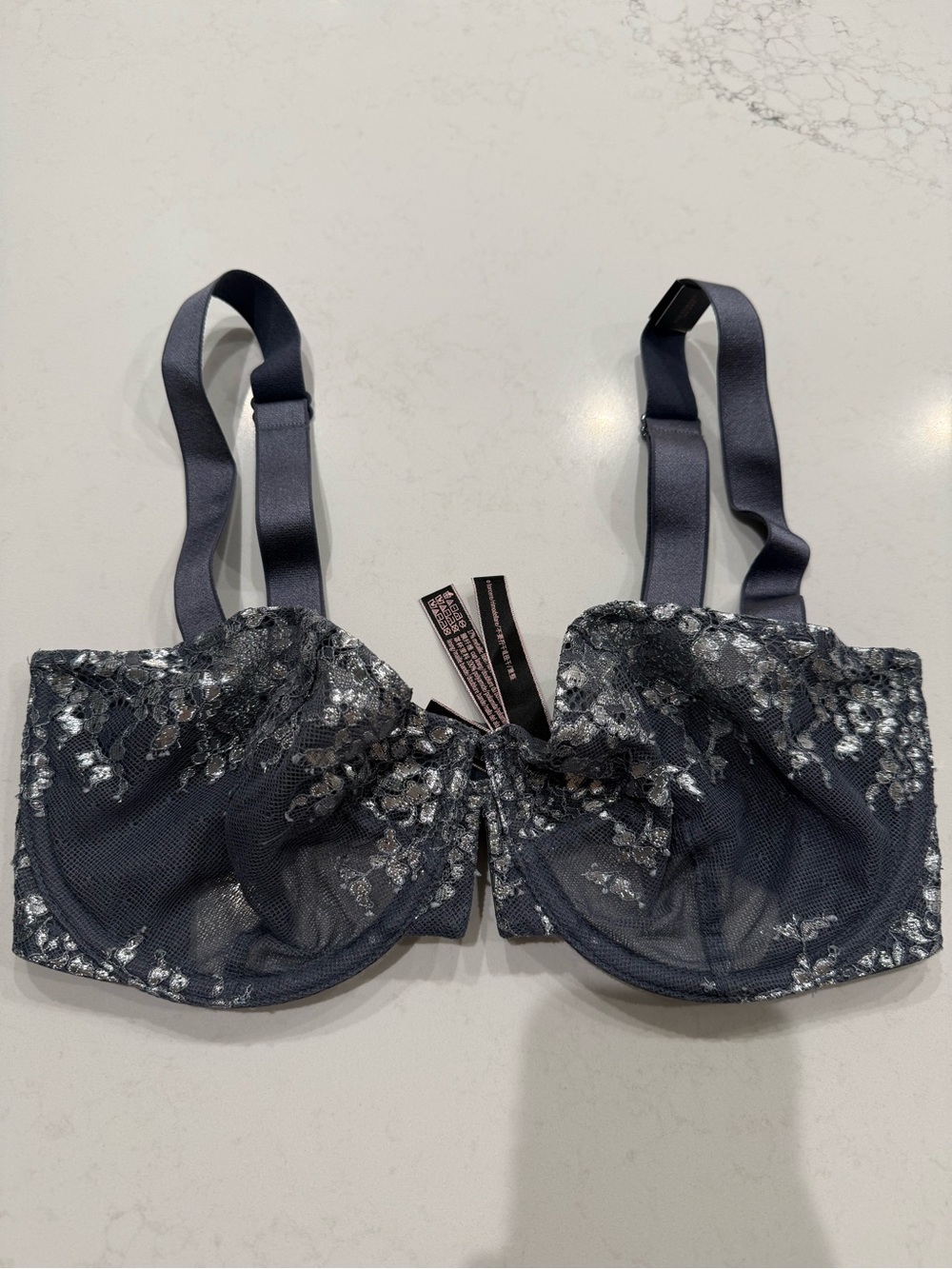 Victoria's Secret Navy Sheer Embroidered Underwire Bra